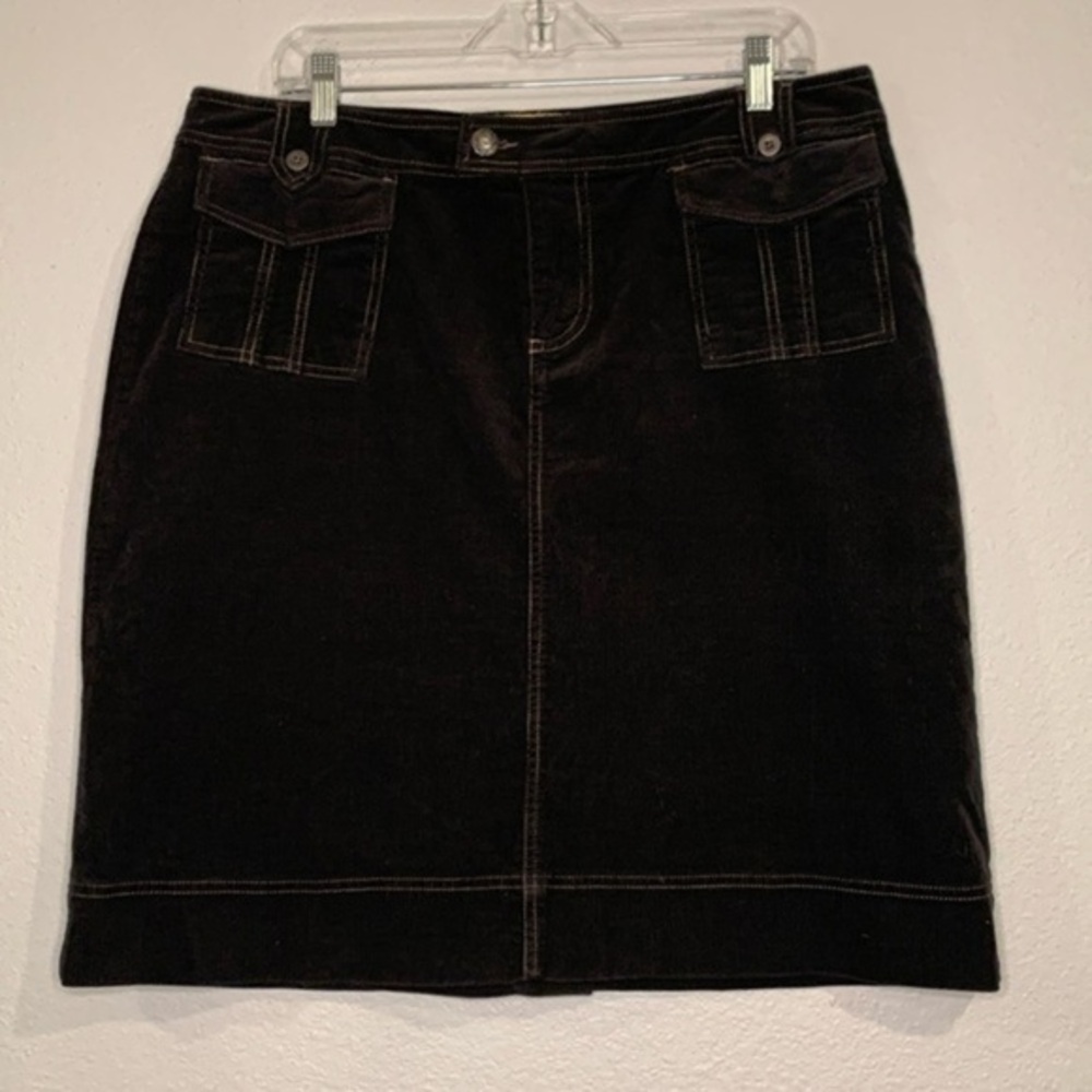 Aventura organic stretch cotton corduroy skirt black 14